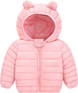 0-4 Years Toddler Kids Baby Girls Boys Bear Ears Down Puffer Jacket Hooded Outdoor Jacket Thick Warm Windproof Coat