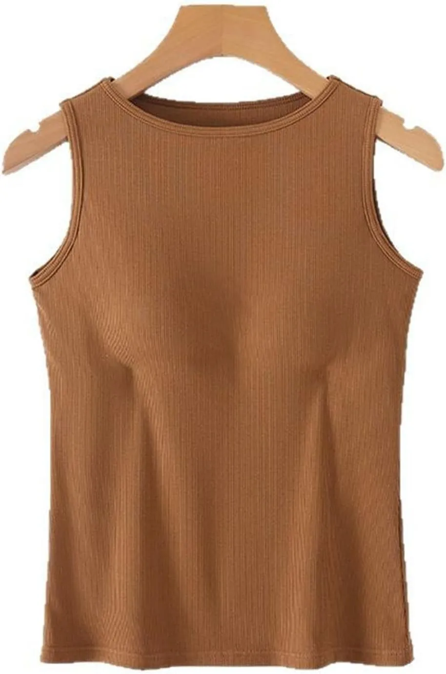 2025 Tank Tops for Women Lightweight Breathable Solid Color Smooth Tanks Round Neck Stretchy Wide Strip Undershirt