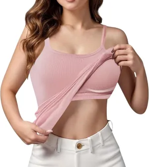 2025 Womens Tank Tops with Built in Bra Casual Scoop Neck Sleeveless Tees Basic Workout Top Camisole Undershirt