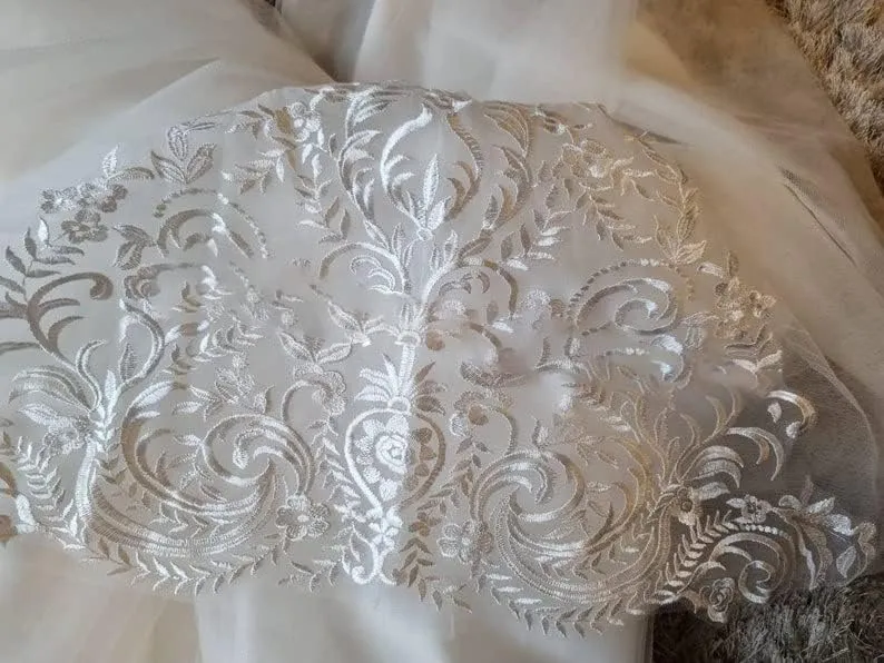 Abaowedding Lace Embroidery Sheer Long Sleeves Kids Trailing Gowns