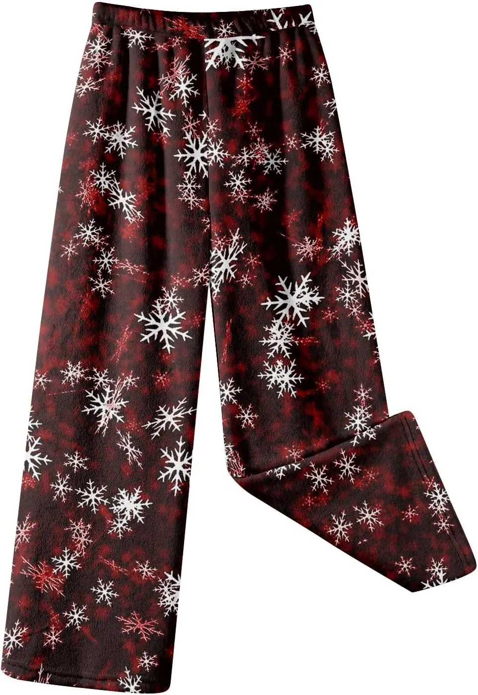 ADHOWBEW Winter Pajamas for Women 2024 Christmas Flannel Pjs Wide Leg Bottoms Casual Fuzzy Pants