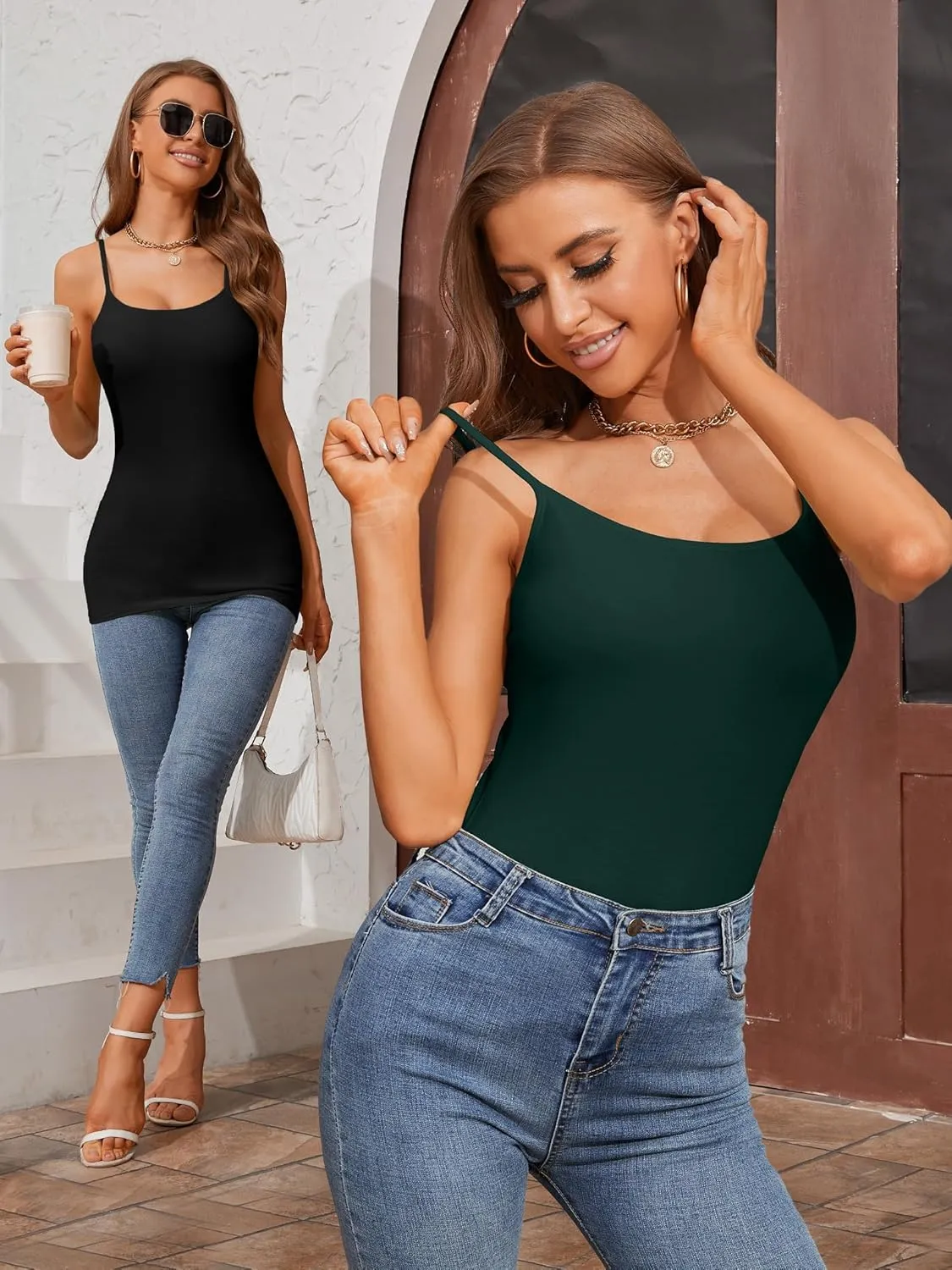 ATTRACO Women's Cotton Camisole Shelf Bra Spaghetti Straps Tank Top