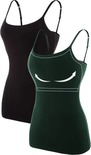 ATTRACO Women's Cotton Camisole Shelf Bra Spaghetti Straps Tank Top