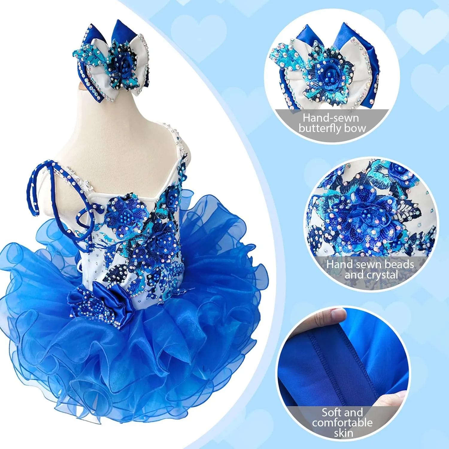Baby Girls Handmade Beaded Dresses Pageant Dress Birthday Dresses infent Princess Dress