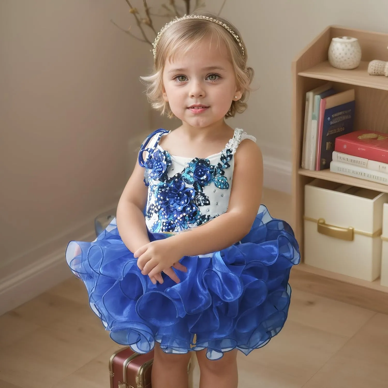 Baby Girls Handmade Beaded Dresses Pageant Dress Birthday Dresses infent Princess Dress