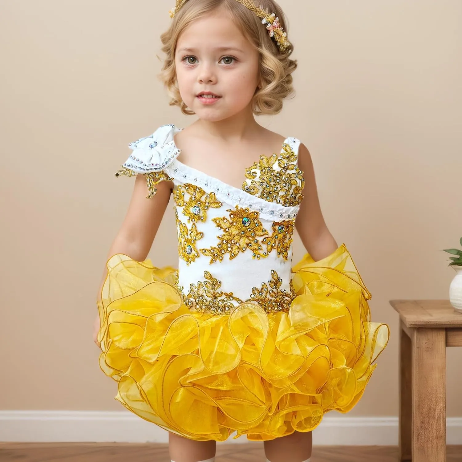 Baby Girls Handmade Beaded Dresses Pageant Dress Birthday Dresses infent Princess Dress