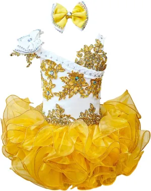 Baby Girls Handmade Beaded Dresses Pageant Dress Birthday Dresses infent Princess Dress