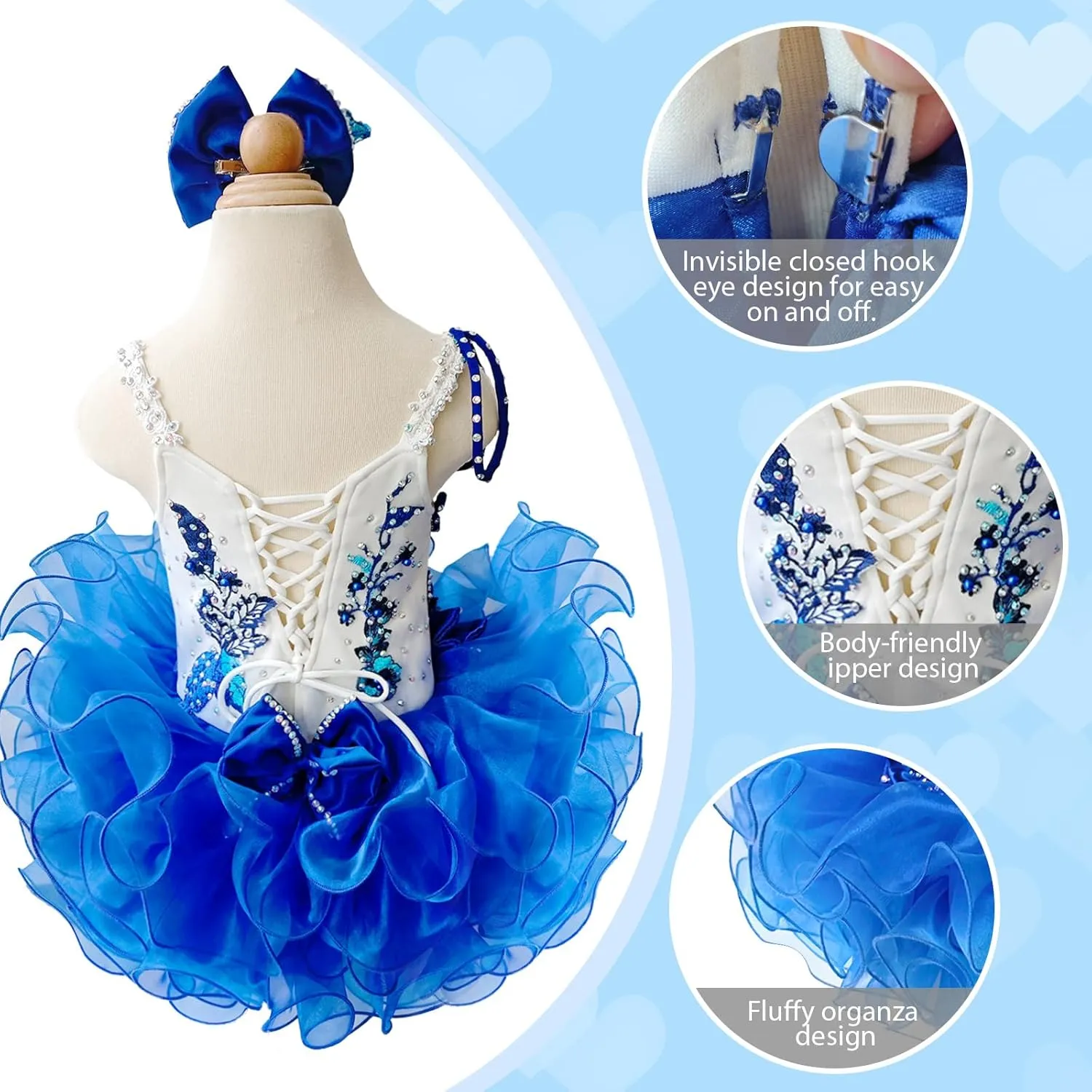 Baby Girls Handmade Beaded Dresses Pageant Dress Birthday Dresses infent Princess Dress