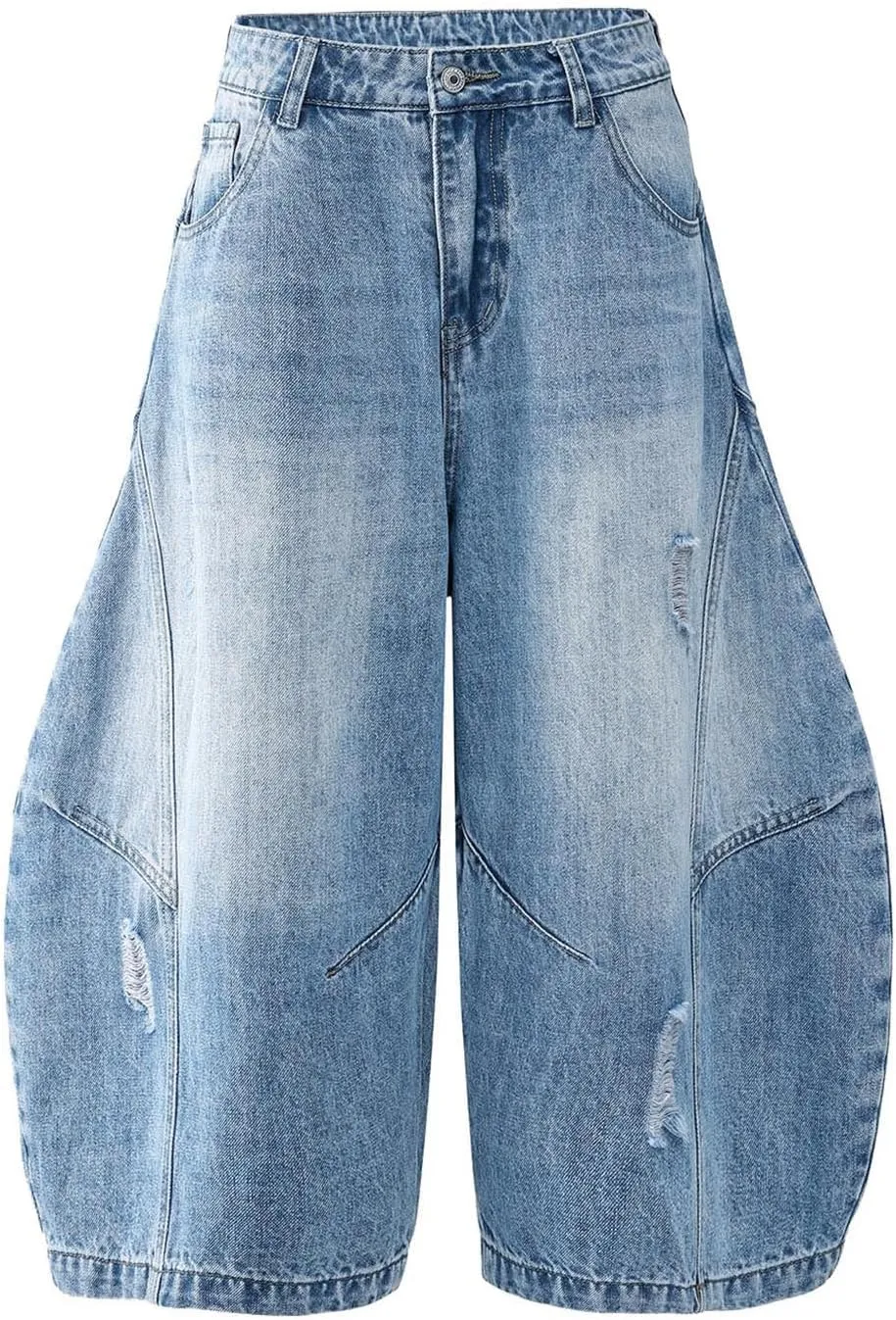 Baggy Jean Shorts for Men Summer Casual Loose Fit Y2K Hip Hop Mid Denim Shorts Streetwear with Pockets