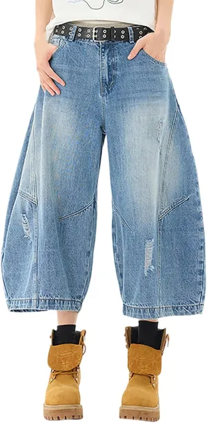 Baggy Jean Shorts for Men Summer Casual Loose Fit Y2K Hip Hop Mid Denim Shorts Streetwear with Pockets