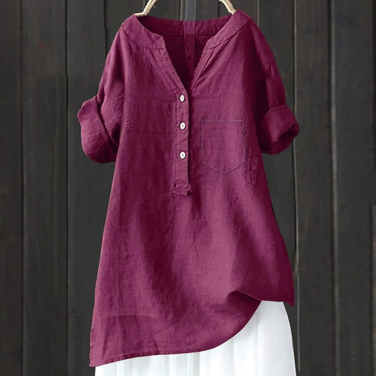 Boho Linen Shirts for Women 2025 Gauze Short Sleeve V Neck Button Loose Fit Blouses Vacation Dress Casual Tunic Tops