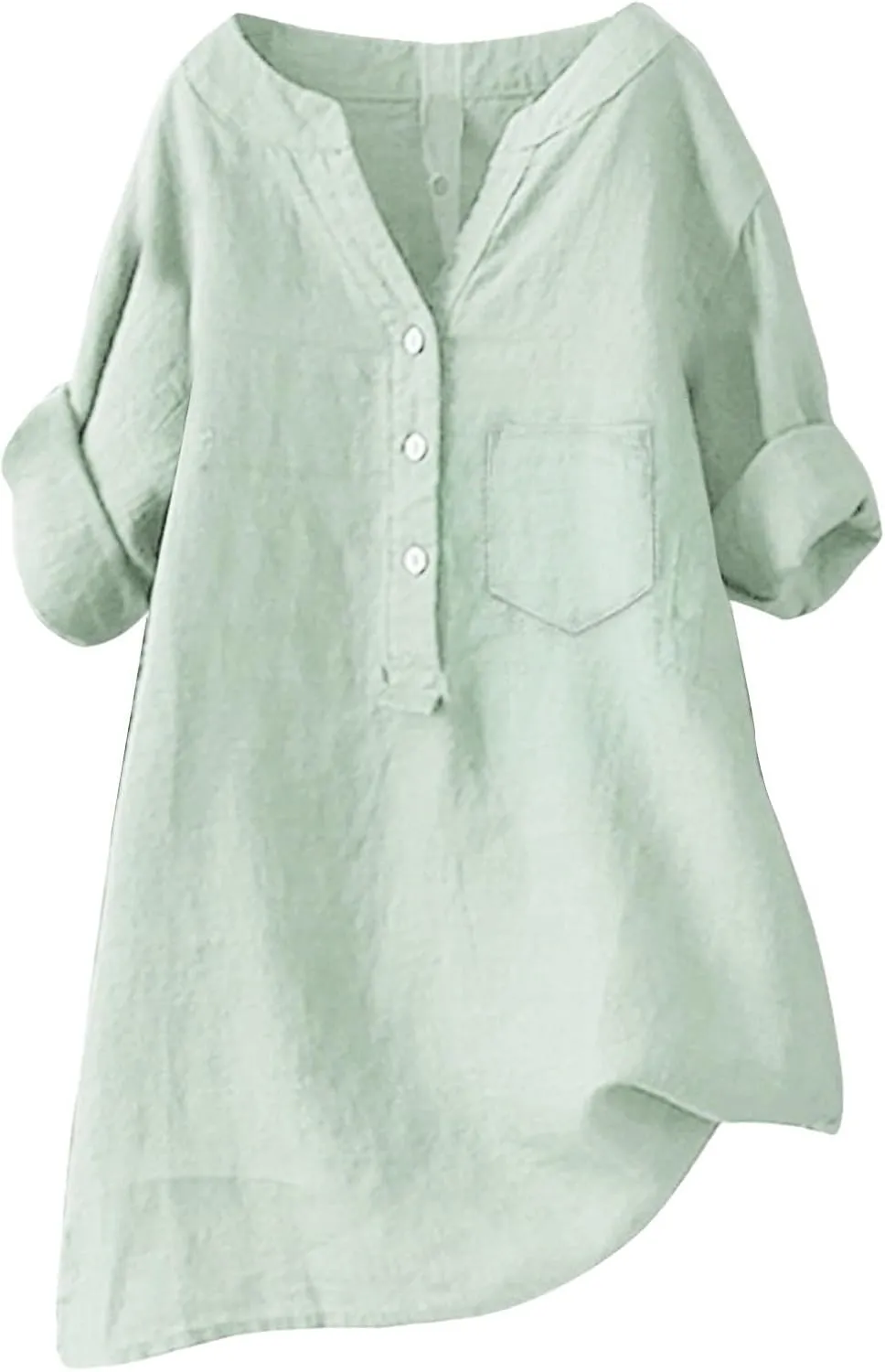 Boho Linen Shirts for Women 2025 Gauze Short Sleeve V Neck Button Loose Fit Blouses Vacation Dress Casual Tunic Tops