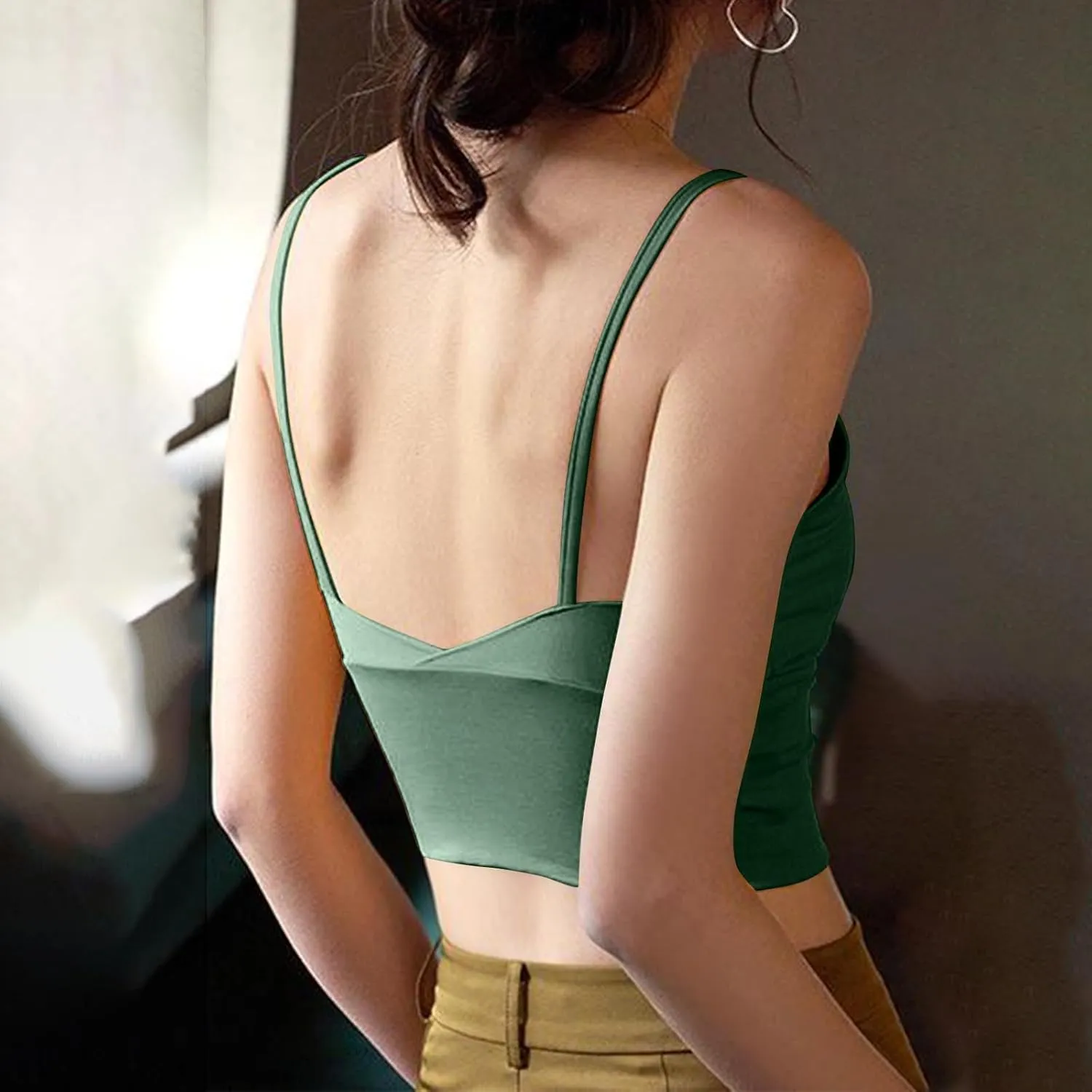 Bra Cami Tank with Built in Bra Sleeveless Lightweight Summer Cooling Tanks Tops V Neck Padded Undershirts for Women