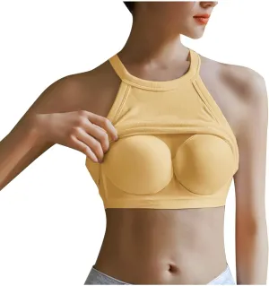 Bra Tank Tops for Women High Neck Lightweight Breathable Fast Dry Yoga Tanks Solid Color Casual U Neck Undershirt