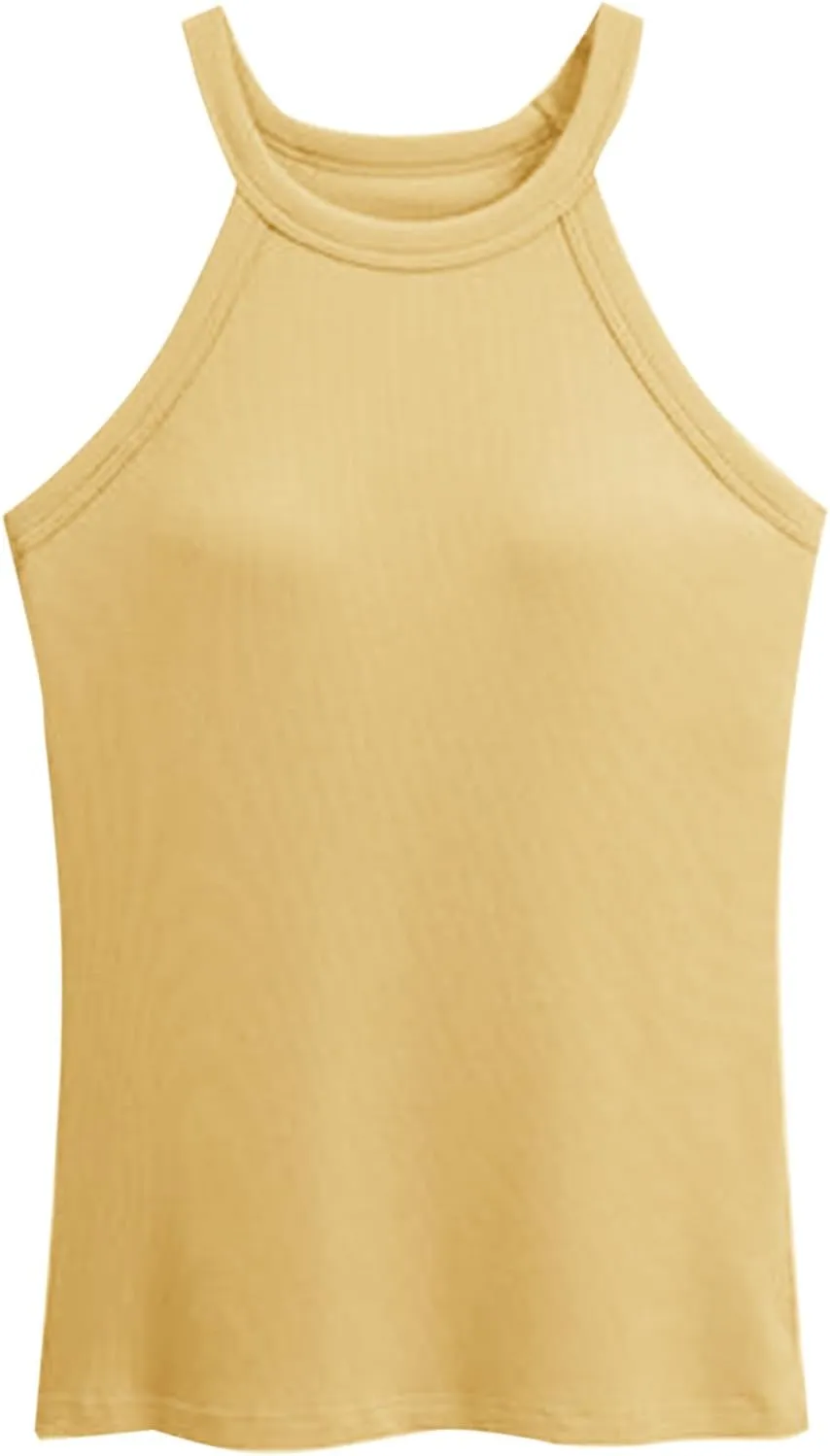 Bra Tank Tops for Women High Neck Lightweight Breathable Fast Dry Yoga Tanks Solid Color Casual U Neck Undershirt