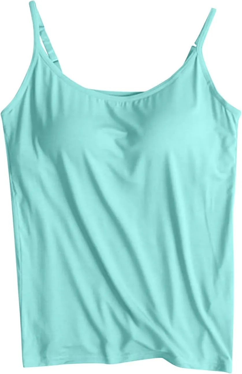 Built in Bra Tank Top Women's 3 PC Crop Tops High Stretchy Cozy Yoga Workout Comfy Lounge Tanks Athletic Undershirt