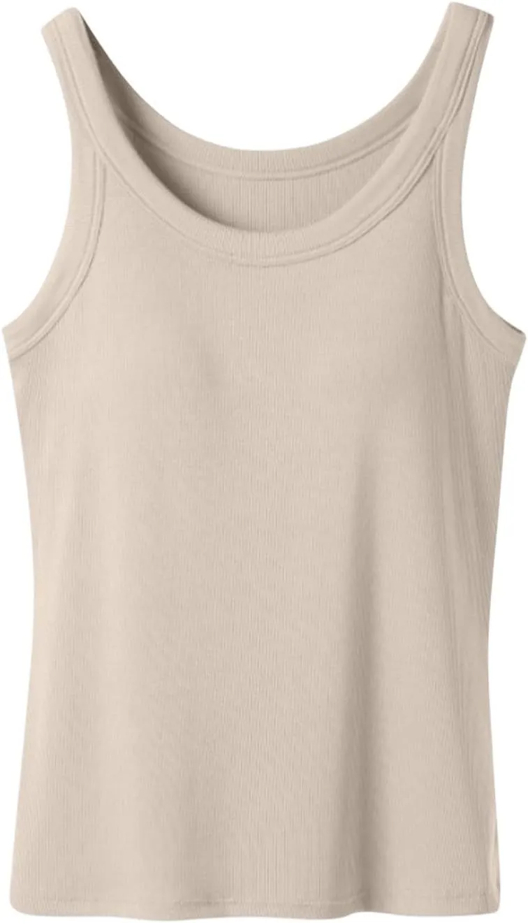 Camisole Tops for Women Built in Bra Adjustable Spaghetti Strap Tank Tops Basic Workout Summer Shelf Bra