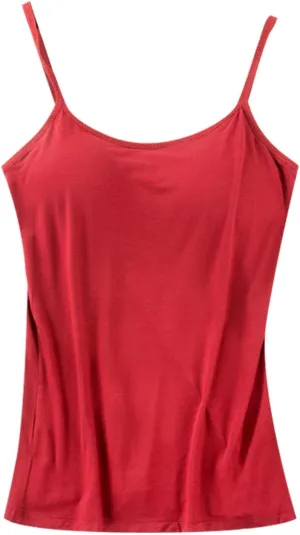 Camisole Tops for Women Built in Bra Spaghetti Strap Workout Yoga Shirts Basic Padded Tank Tops Summer Shelf Bra