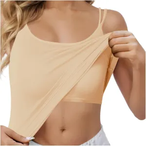 Camisole Tops for Women Summer Casual Spaghetti Strap Cami Tank Tops Built in Bra Sports Padded Cotton Undershirts
