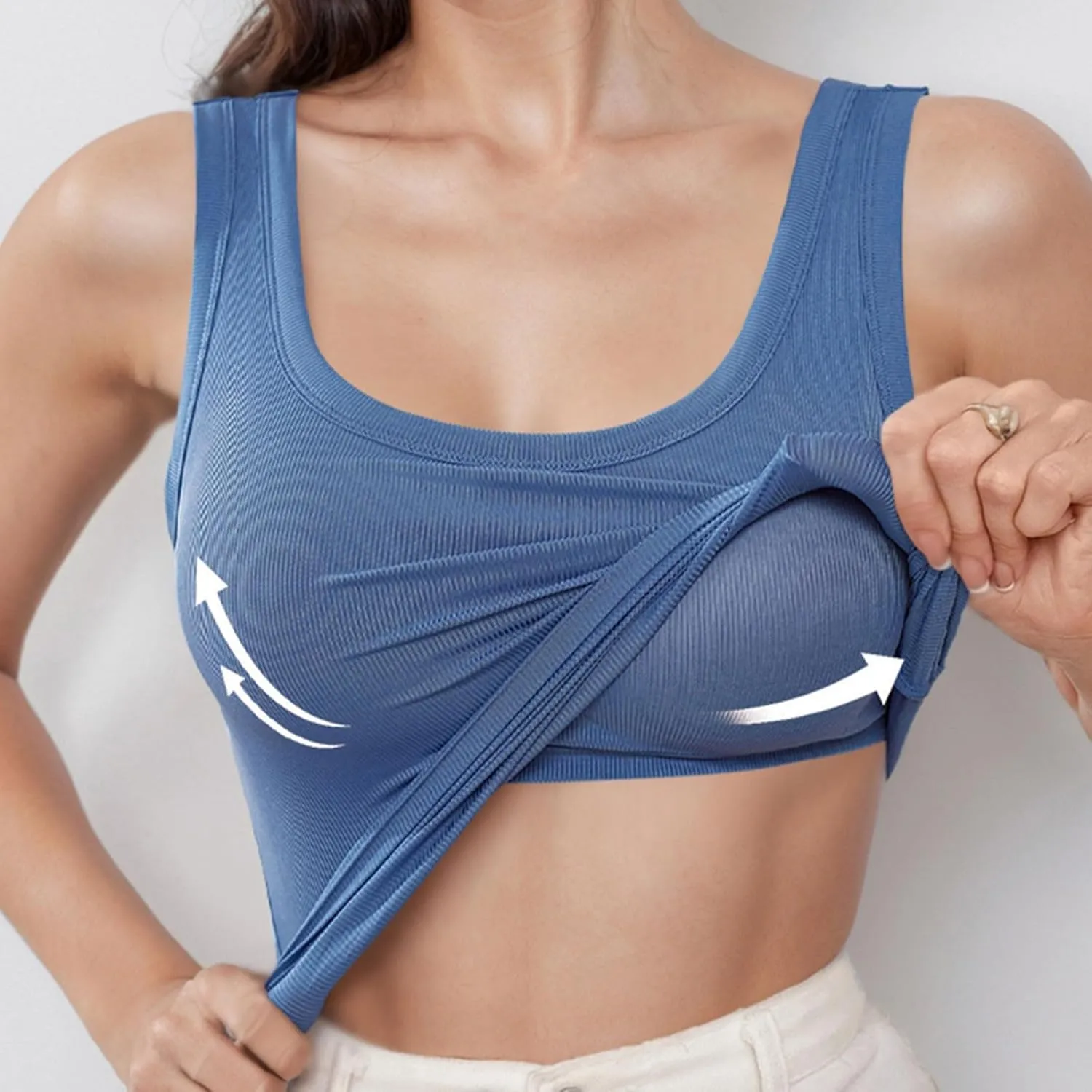 Camisole Tops for Women with Built in Bra Summer Casual Sleeveless Wide Strap Yoga Cami Quick Dry Workout Padded Top