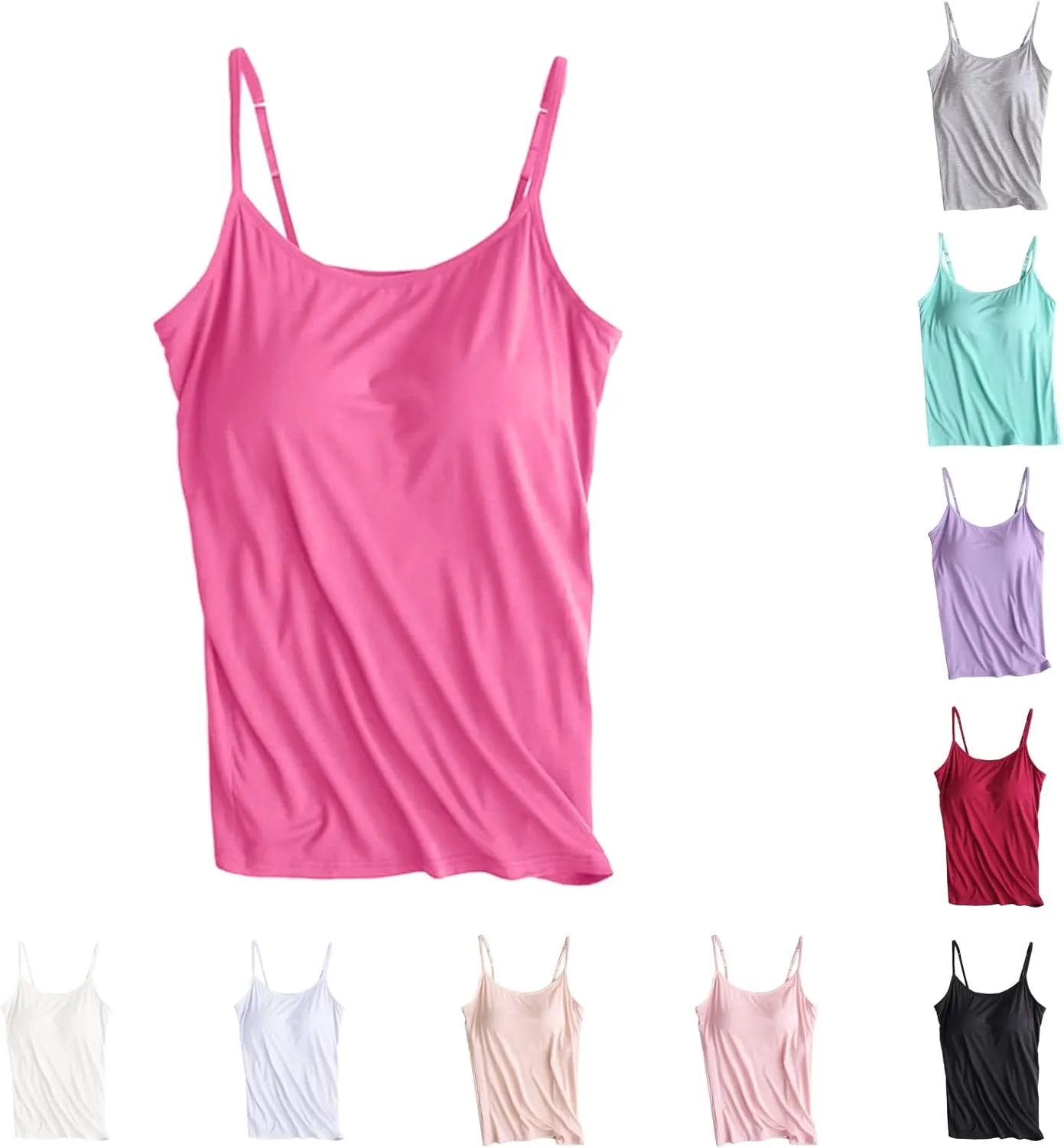 Camisole with Shelf Bra Women Tank Top with Shelf Bra Racerback Workout Yoga Tops Undershirt Basic Cami Tanks