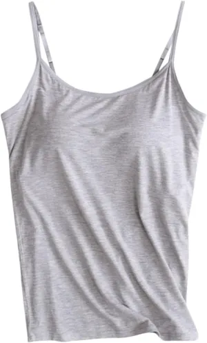 Camisole with Shelf Bra Women Tank Top with Shelf Bra Racerback Workout Yoga Tops Undershirt Basic Cami Tanks