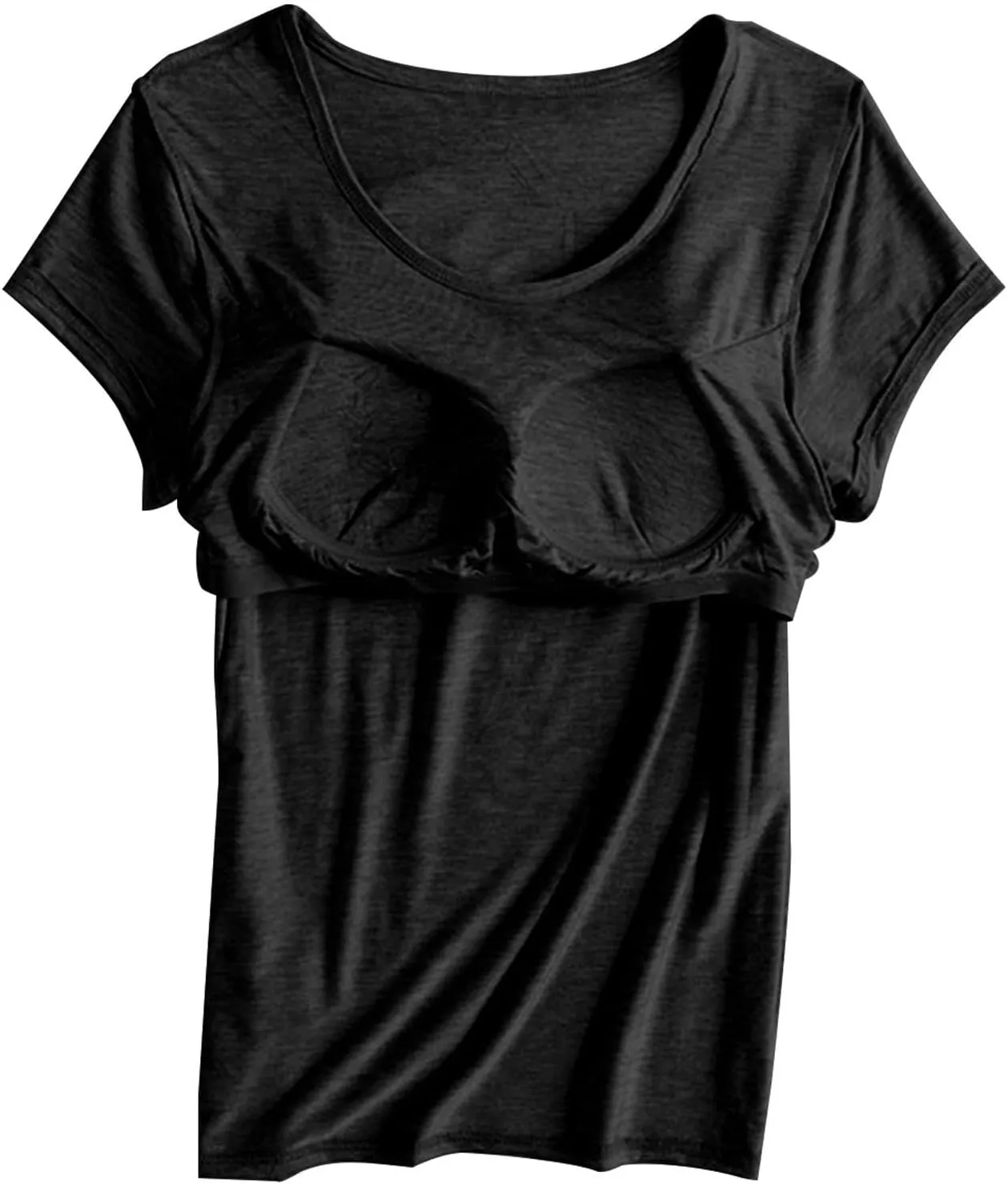 Cap Sleeve Tank Tops Women Trending Classic Solid Color Padded Crewneck Basic Going Outdoor Hiking T-Shirts
