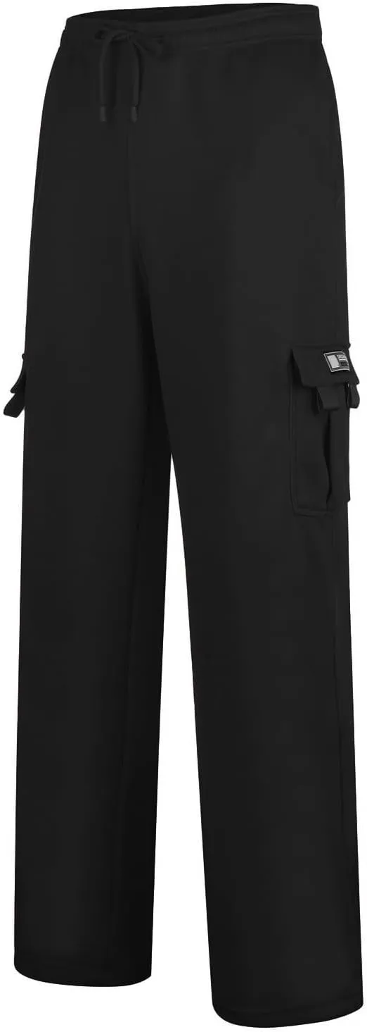 Cargo Work Pant Men Elastic Waist Casual Cargo Pants Athletic Sweatpants with Pockets Joggers Sweat Pant