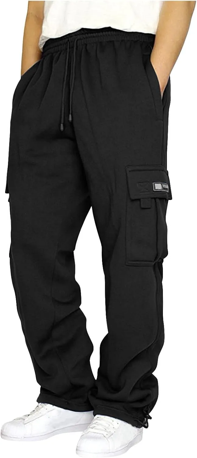 Cargo Work Pant Men Elastic Waist Casual Cargo Pants Athletic Sweatpants with Pockets Joggers Sweat Pant