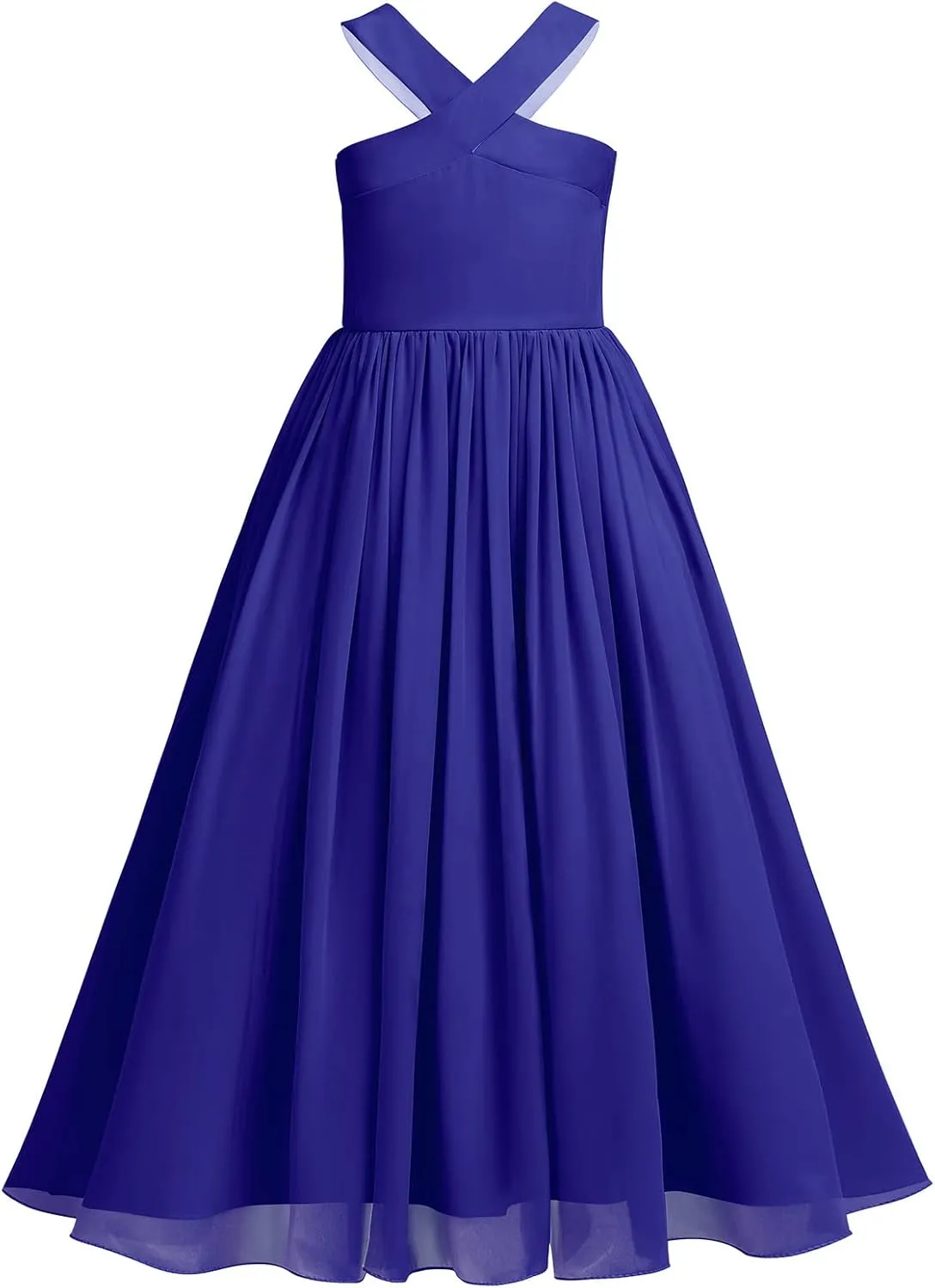 Chiffon Prom Formal Party Princess Bridesmaid Flower Girl's Dress for Kids Halter Backless Holiday Evening Gown