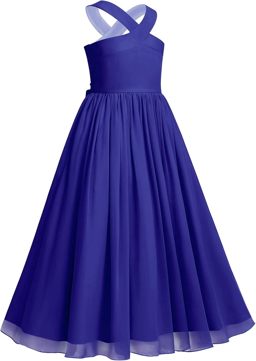 Chiffon Prom Formal Party Princess Bridesmaid Flower Girl's Dress for Kids Halter Backless Holiday Evening Gown
