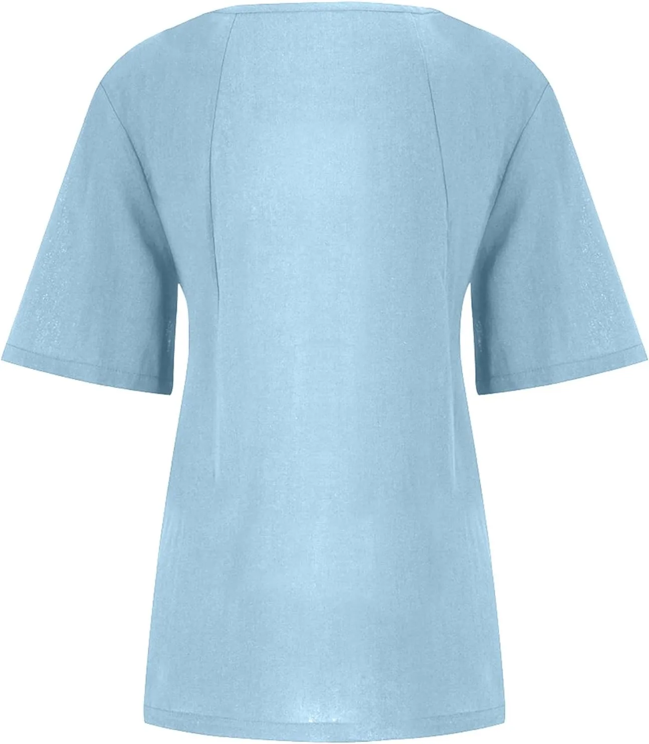 Cotton Linen Tops for Women Short Sleeve Round Neck T Shirts Oversized Embroidery Floral Printed Loose Blouses S-5XL