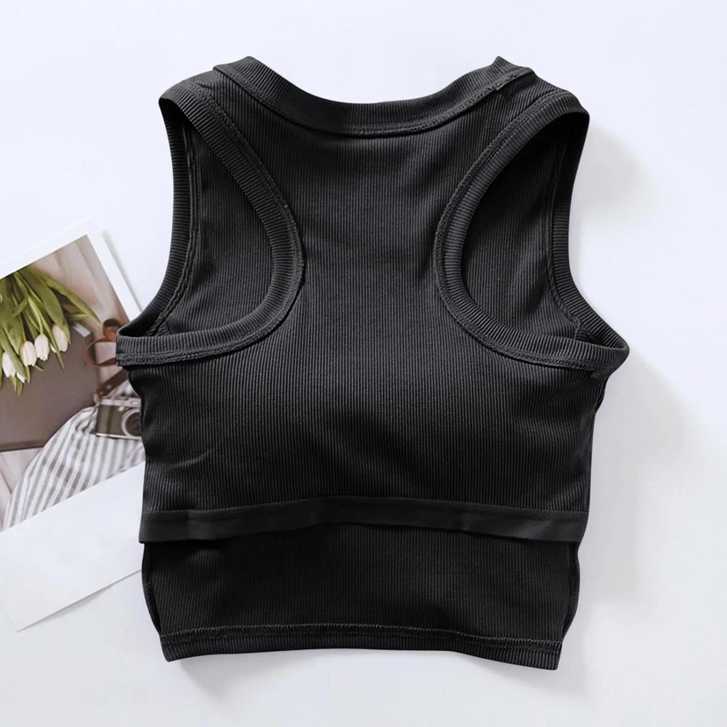 Cropped Sports Bras for Women Quick-Dry Padded Wirefree Workout Crop Cute Tank Tops Camisole Yoga Fitness Running Gym