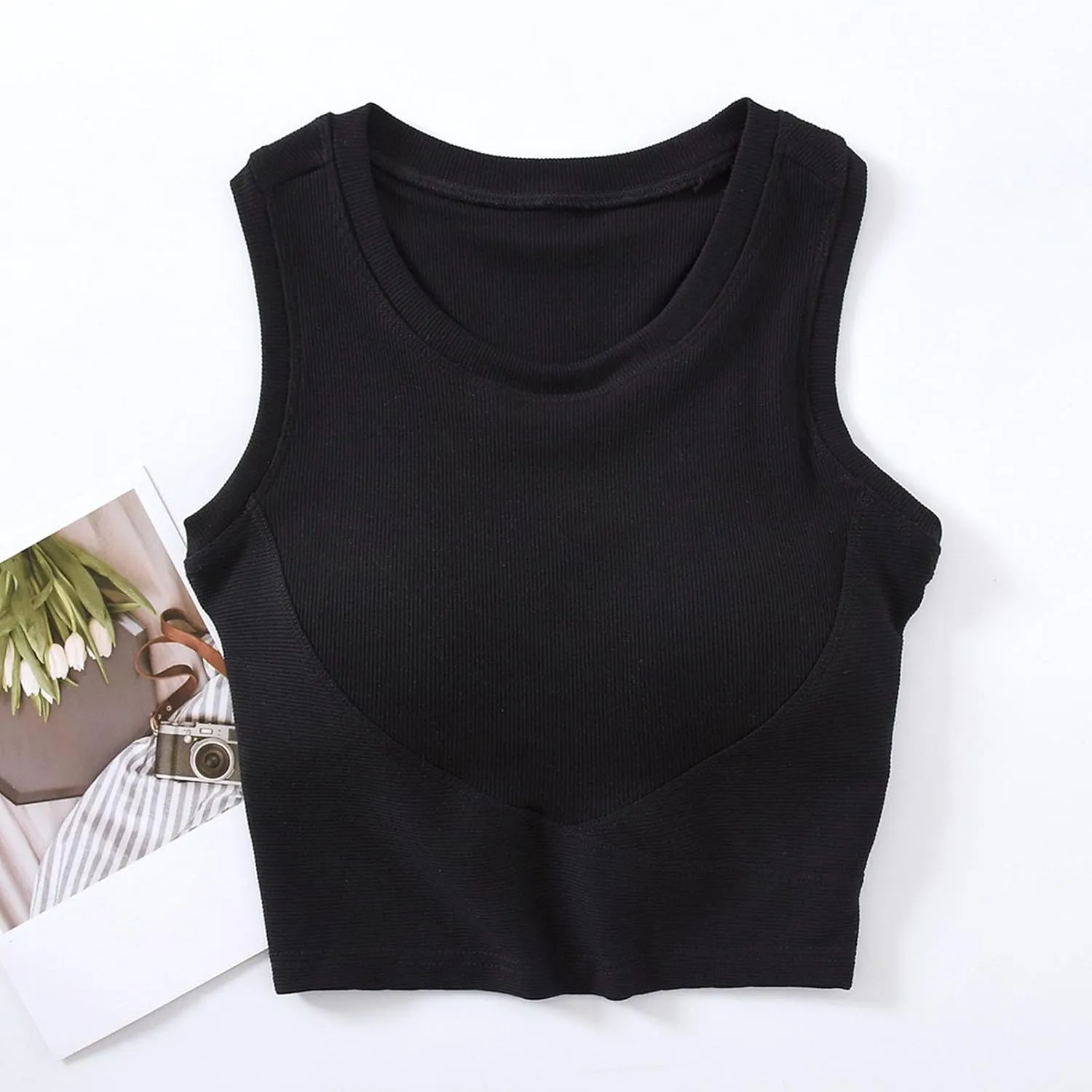 Cropped Sports Bras for Women Quick-Dry Padded Wirefree Workout Crop Cute Tank Tops Camisole Yoga Fitness Running Gym