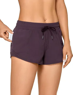 CRZ YOGA Women's Mid Waisted Quick Dry Running Shorts with Liner 2.5'' - Workout Athletic Sport Shorts Side Zip Pockets