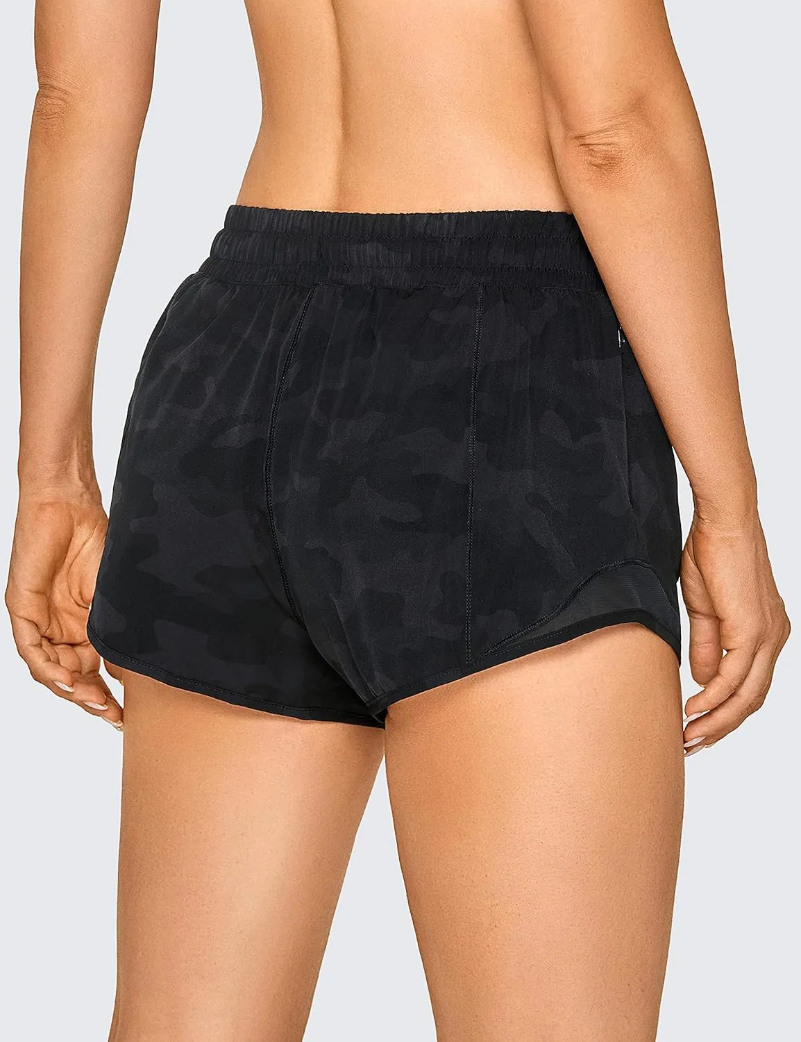 CRZ YOGA Women's Mid Waisted Quick Dry Running Shorts with Liner 2.5'' - Workout Athletic Sport Shorts Side Zip Pockets