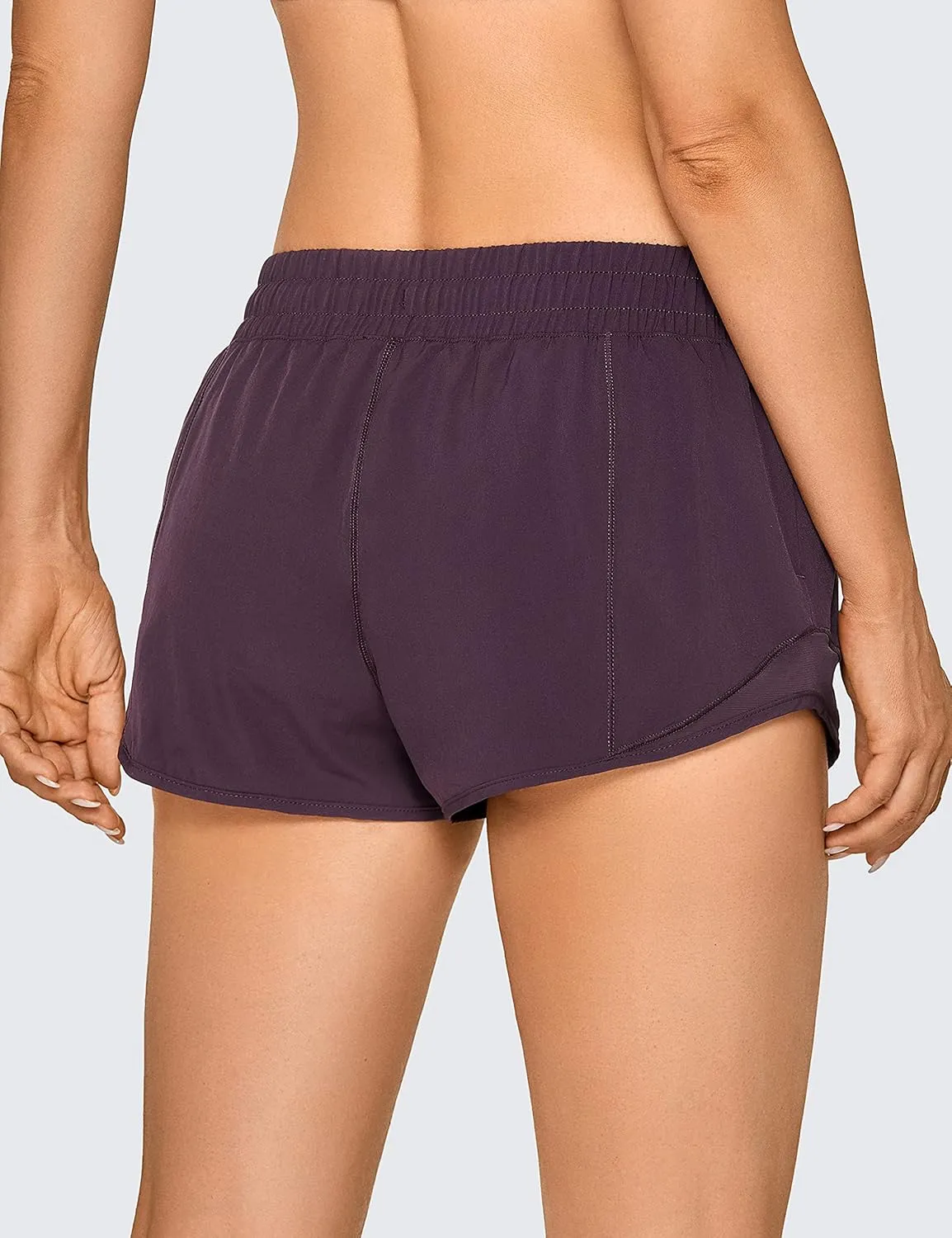 CRZ YOGA Women's Mid Waisted Quick Dry Running Shorts with Liner 2.5'' - Workout Athletic Sport Shorts Side Zip Pockets