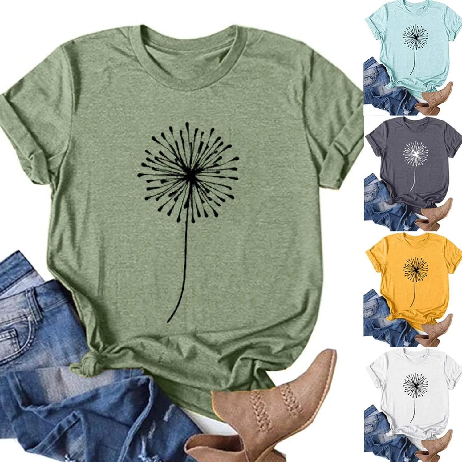 Cute T Shirts for Girls 10-12 Years Old Crew Neck Casual Floral Sunflower Tops Short Sleeve Tees Shirts Cotton Blouses