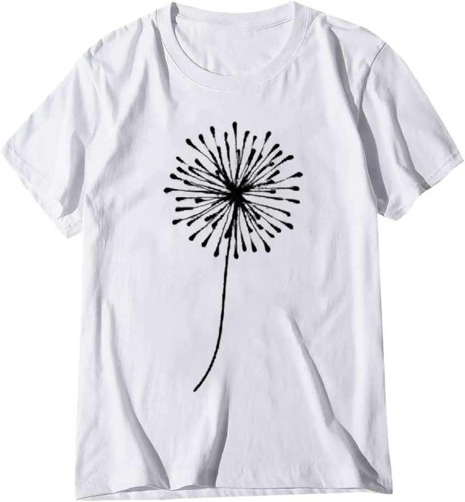 Cute T Shirts for Girls 10-12 Years Old Crew Neck Casual Floral Sunflower Tops Short Sleeve Tees Shirts Cotton Blouses