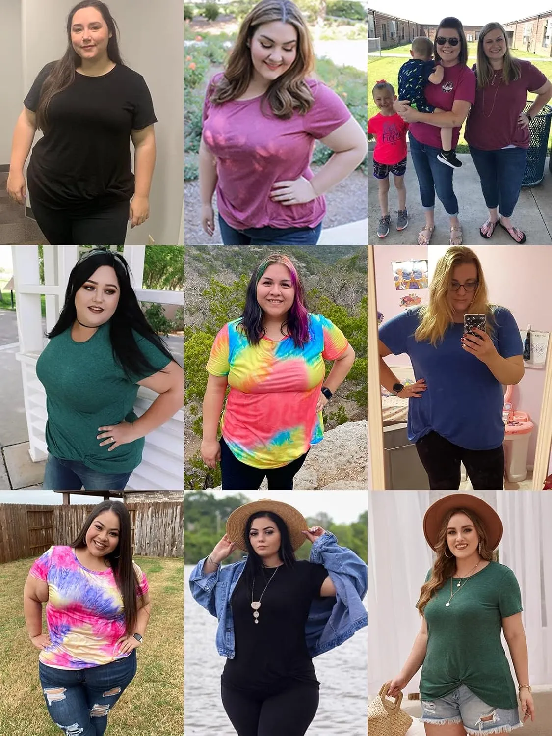 DOLNINE Women's Plus Size Knotted Tops Short Sleeve Tees Casual Tunics Blouses