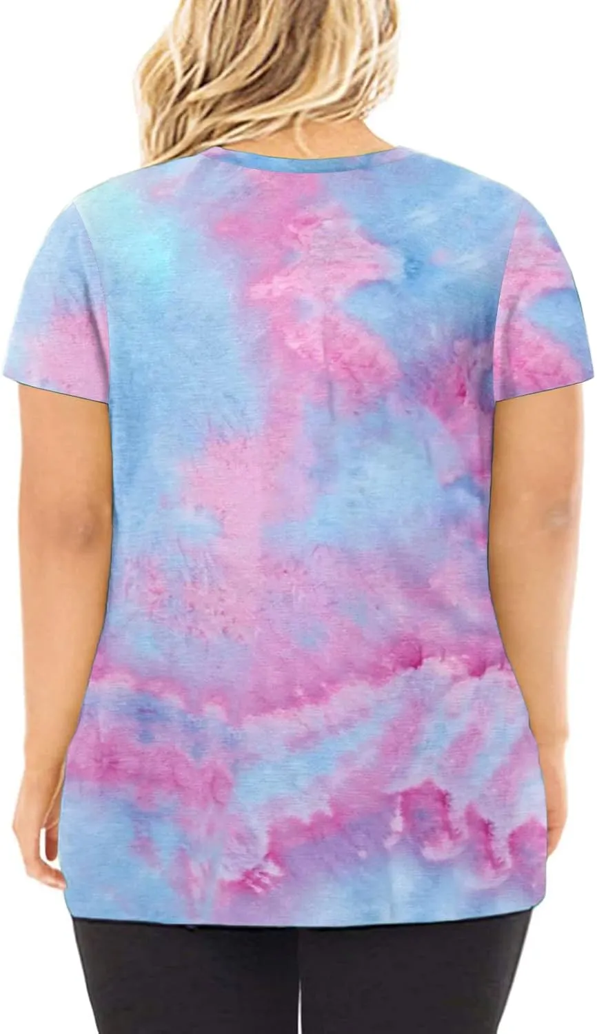 DOLNINE Women's Plus Size Knotted Tops Short Sleeve Tees Casual Tunics Blouses
