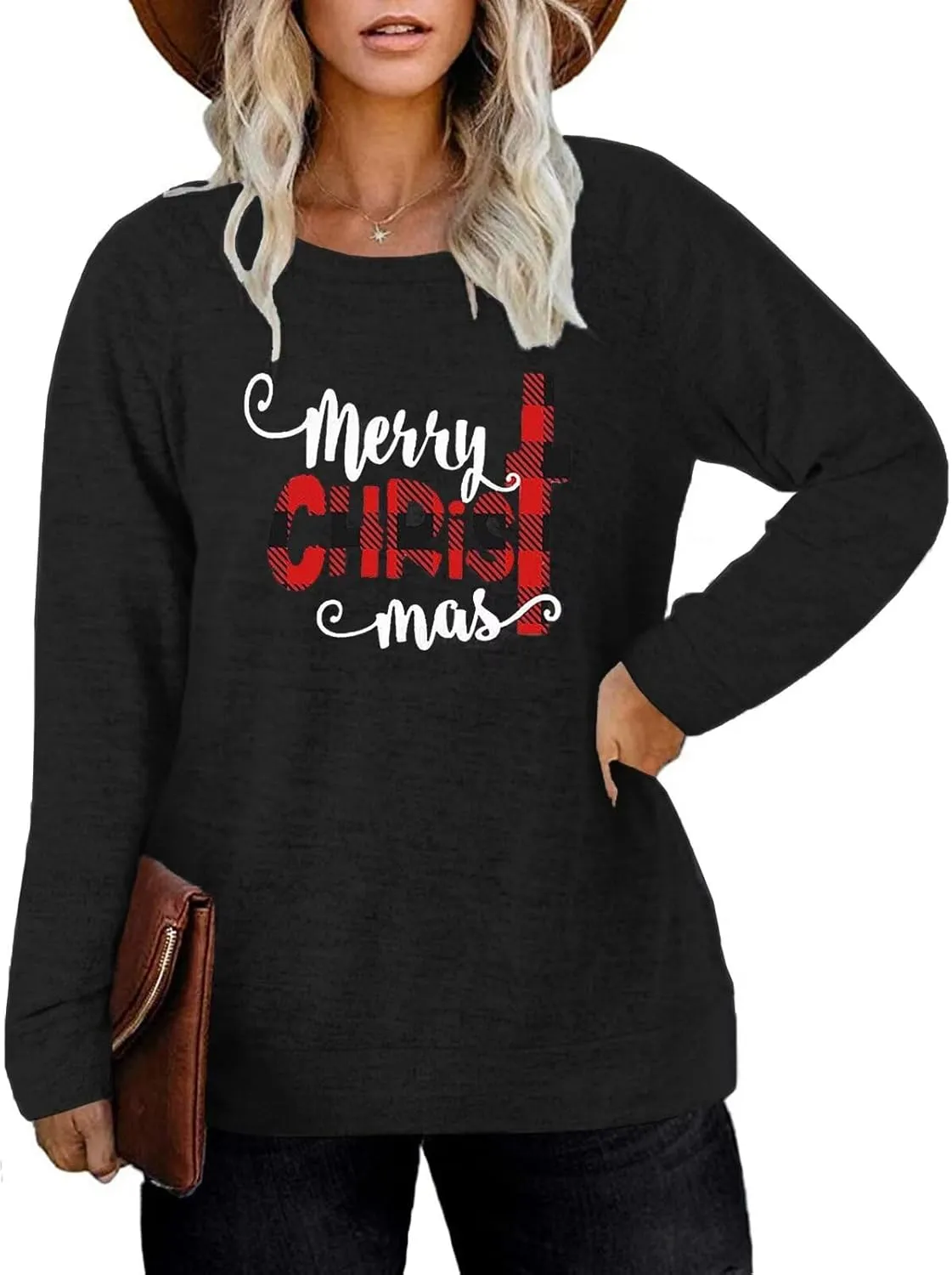 DOLNINE Women's-Plus-Size-Sweatshirts Long Sleeve Tops Crewneck Shirts Casual Tunics XL-4XL