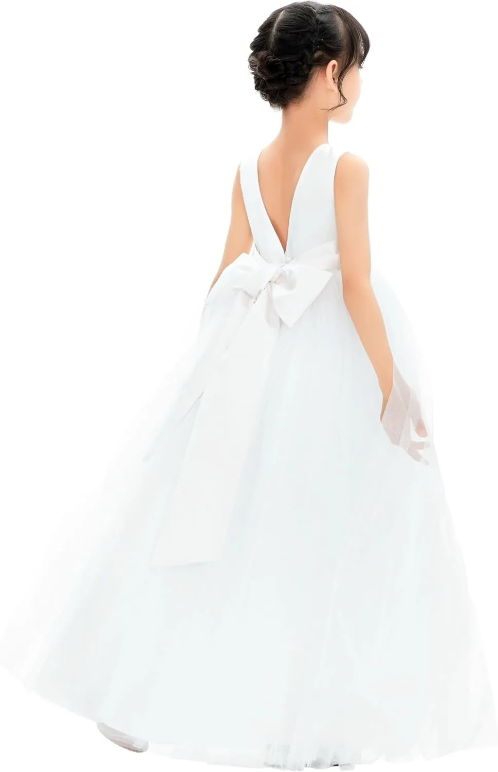 ekidsbridal V-Back Flower Girl Dress Rhinestones for Church Communion Baptism Gowns PR123
