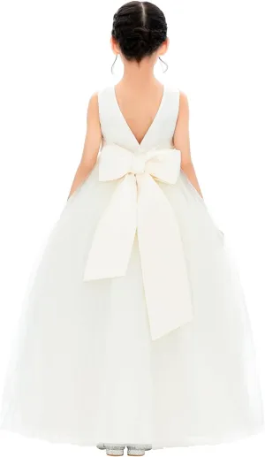 ekidsbridal V-Back Flower Girl Dress Rhinestones for Church Communion Baptism Gowns PR123