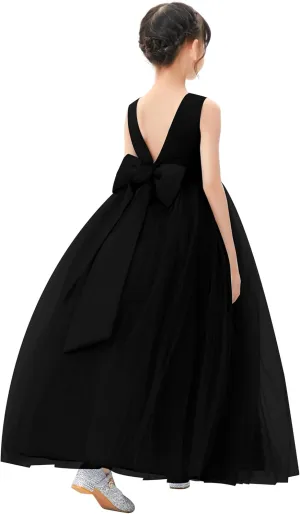 ekidsbridal V-Back Flower Girl Dress Rhinestones for Church Communion Baptism Gowns PR123