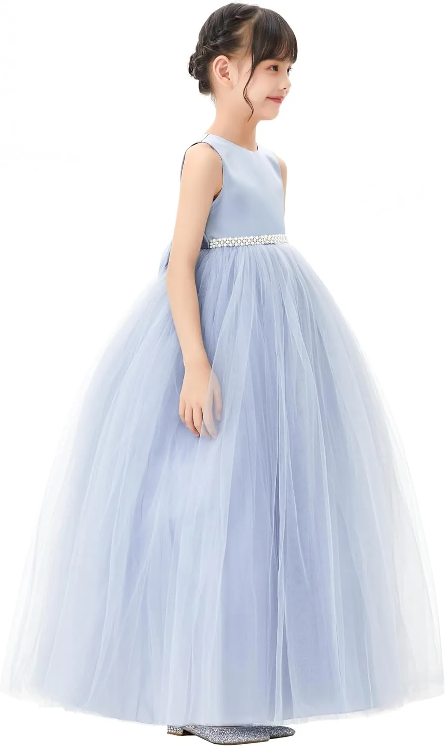 ekidsbridal V-Back Flower Girl Dress Rhinestones for Church Communion Baptism Gowns PR123