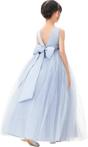 ekidsbridal V-Back Flower Girl Dress Rhinestones for Church Communion Baptism Gowns PR123