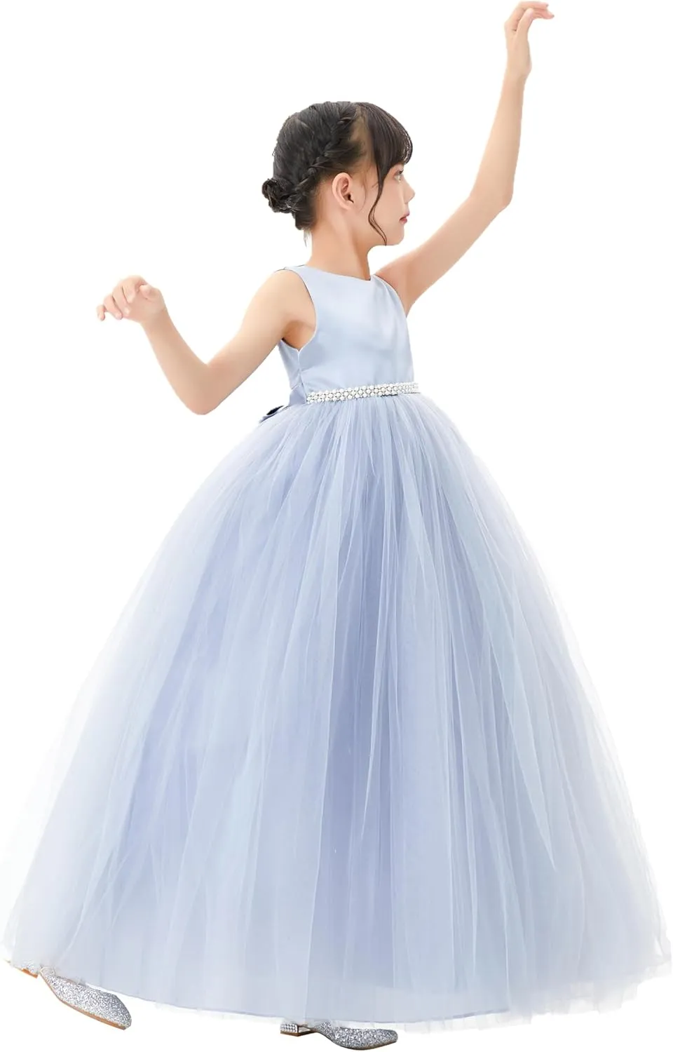 ekidsbridal V-Back Flower Girl Dress Rhinestones for Church Communion Baptism Gowns PR123