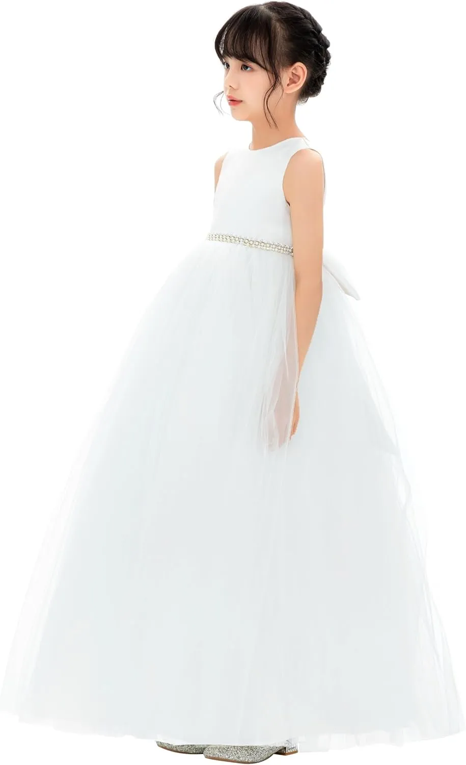 ekidsbridal V-Back Flower Girl Dress Rhinestones for Church Communion Baptism Gowns PR123