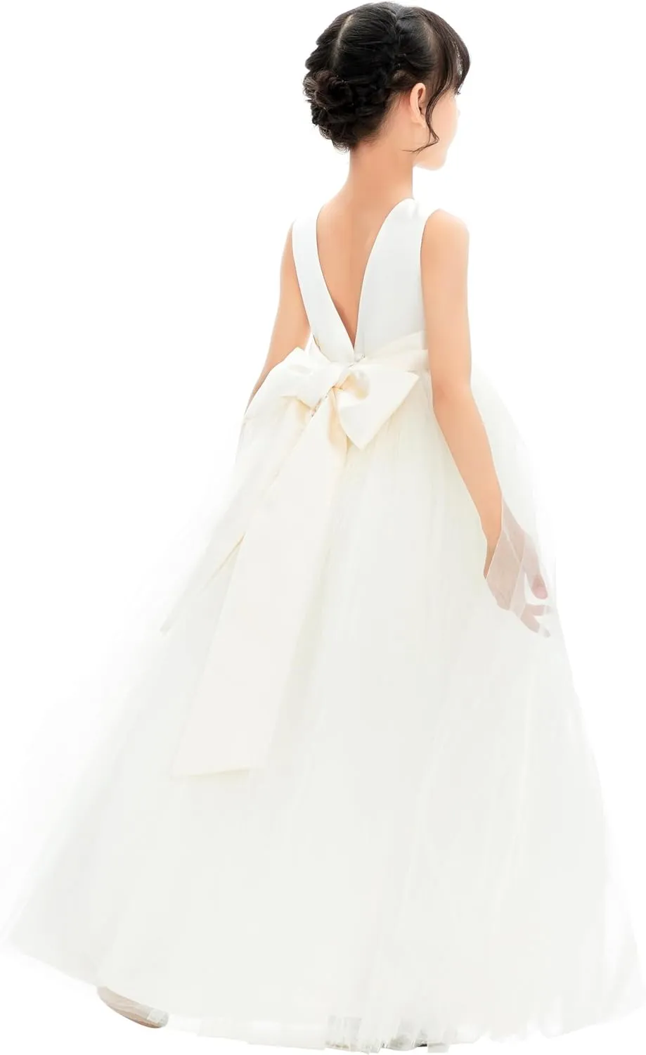 ekidsbridal V-Back Flower Girl Dress Rhinestones for Church Communion Baptism Gowns PR123
